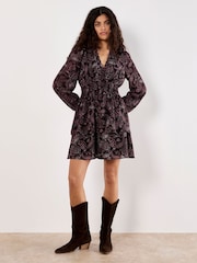 Apricot Red Batik Paisley Ruffle Detail Dress - Image 2 of 4