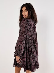Apricot Red Batik Paisley Ruffle Detail Dress - Image 4 of 4