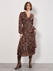 Apricot Orange Empire Smock Waist Tiered Dress - Image 2 of 4