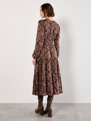 Apricot Orange Empire Smock Waist Tiered Dress - Image 4 of 4