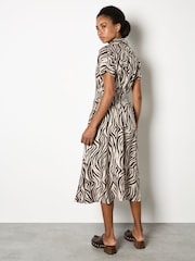 Apricot Natural Ikat Zebra Midi Shirt Dress - Image 2 of 4
