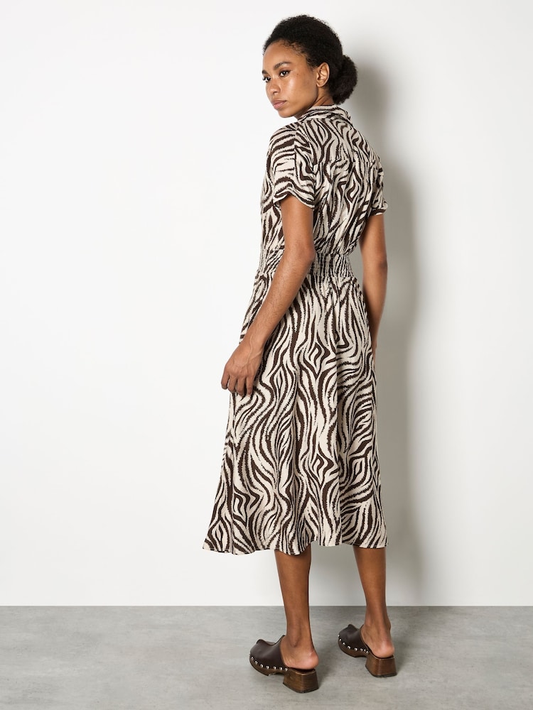 Apricot Natural Ikat Zebra Midi Shirt Dress - Image 2 of 4 Apricot Natural Ikat Zebra Midi Shirt Dress - Image 2 of 4