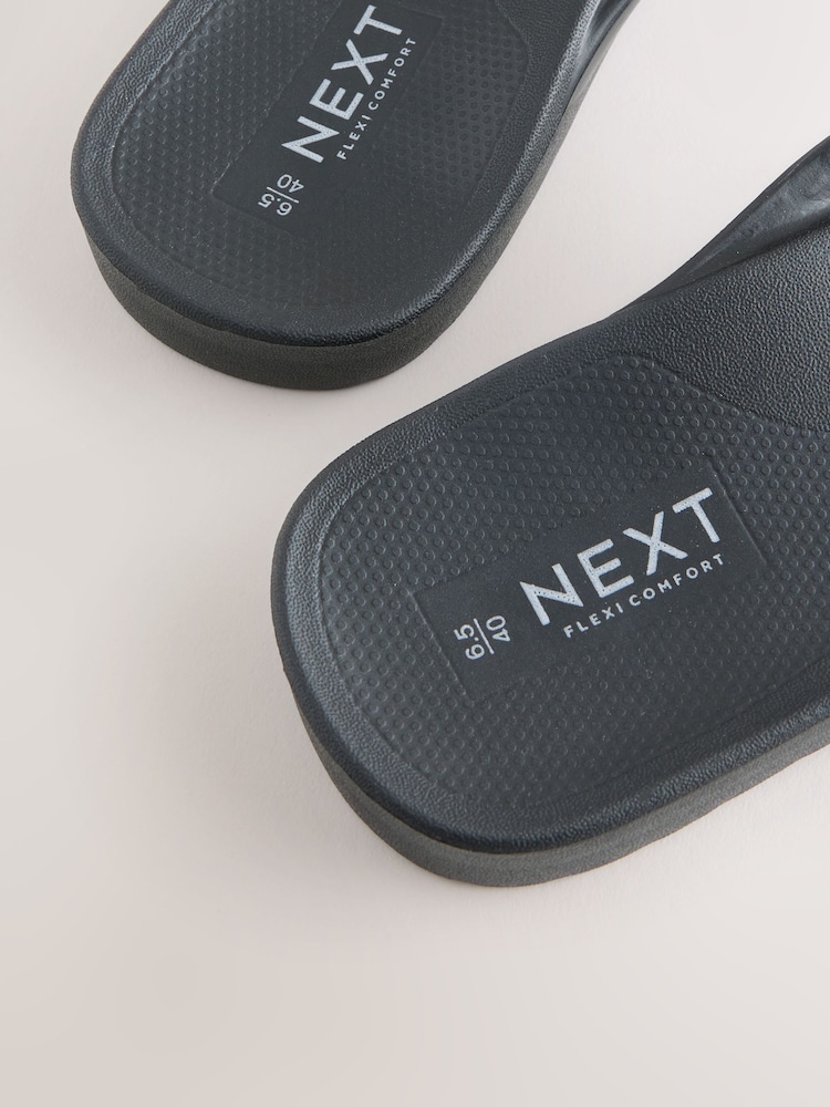 Black Standard/Wide Fit Flexi Comfort Flip Flops - Image 10 of 10