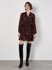 Apricot Orange Batik Paisley Ruffle Detail Dress - Image 1 of 4