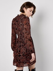 Apricot Orange Batik Paisley Ruffle Detail Dress - Image 3 of 4