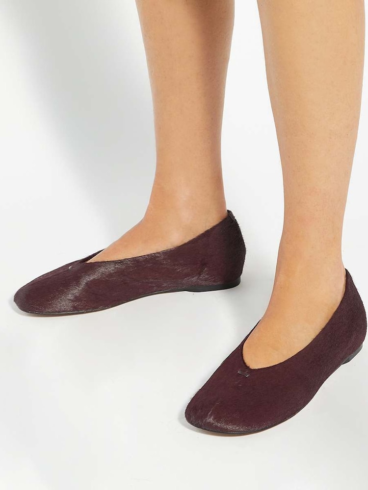 Dune London Red Highcut High Cut Round Toe Ballet Flats - Image 1 of 6