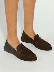 Dune London Brown Wf Grisella Ruched Apron Penny Loafers - Image 1 of 6