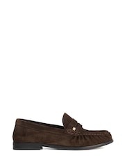 Dune London Brown Wf Grisella Ruched Apron Penny Loafers - Image 2 of 6