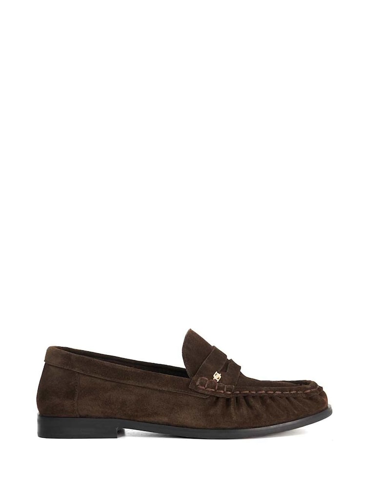 Dune London Brown Wf Grisella Ruched Apron Penny Loafers - Image 2 of 6 Dune London Brown Wf Grisella Ruched Apron Penny Loafers - Image 2 of 6
