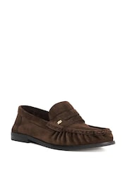 Dune London Brown Wf Grisella Ruched Apron Penny Loafers - Image 3 of 6