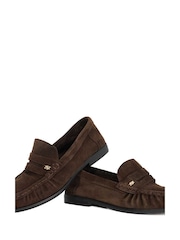 Dune London Brown Wf Grisella Ruched Apron Penny Loafers - Image 6 of 6