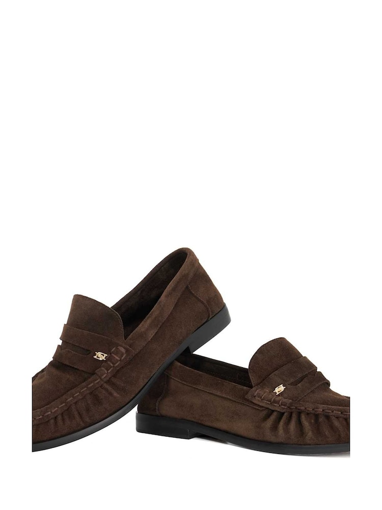 Dune London Brown Wf Grisella Ruched Apron Penny Loafers - Image 6 of 6