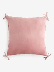 Pink 50 x 50cm Bow Reversible Velvet Cushions - Image 4 of 5