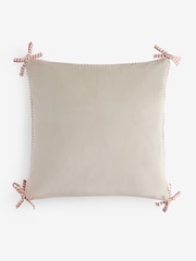 Pink 50 x 50cm Bow Reversible Velvet Cushions - Image 5 of 5