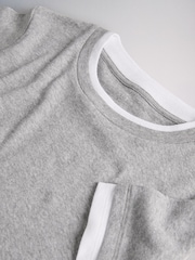 The Set 3 Pack Double Layer Short Sleeve T-Shirts Navy/Grey Marl/White - Image 11 of 11