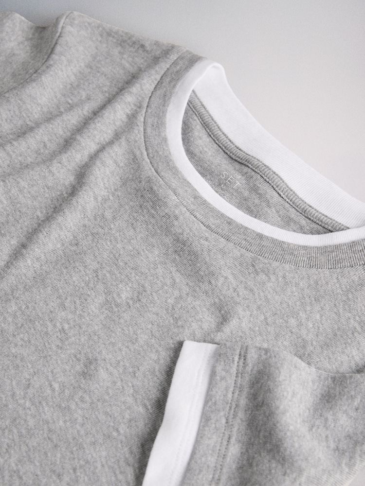 The Set 3 Pack Double Layer Short Sleeve T-Shirts Navy/Grey Marl/White - Image 11 of 11