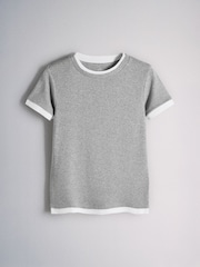 The Set 3 Pack Double Layer Short Sleeve T-Shirts Navy/Grey Marl/White - Image 7 of 11