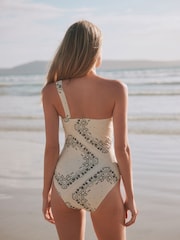 Rockett St George Tile Print One-Shoulder Swimsuit - Imaginea 3 din 8