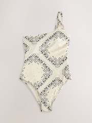 Rockett St George Tile Print One-Shoulder Swimsuit - Imaginea 5 din 8