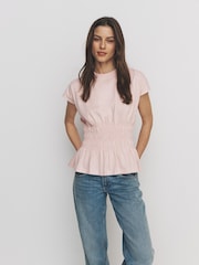 The Set 2 Pack Smocked T-Shirt Pink/White - Image 4 of 6