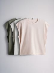 أحمر - حزمة من 3 تيشِرتات بأكمام فوق الكتف من The Set - صورة 5 من 10