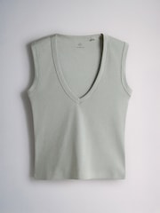 The Set Deep V-Neck Ribbed Vests 4 Pack Pale Blue/Pastel Yellow/Grey - Image 3 of 6