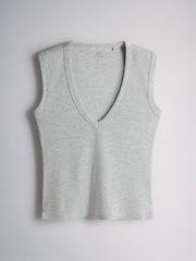 The Set Deep V-Neck Ribbed Vests 4 Pack Pale Blue/Pastel Yellow/Grey - Image 5 of 6