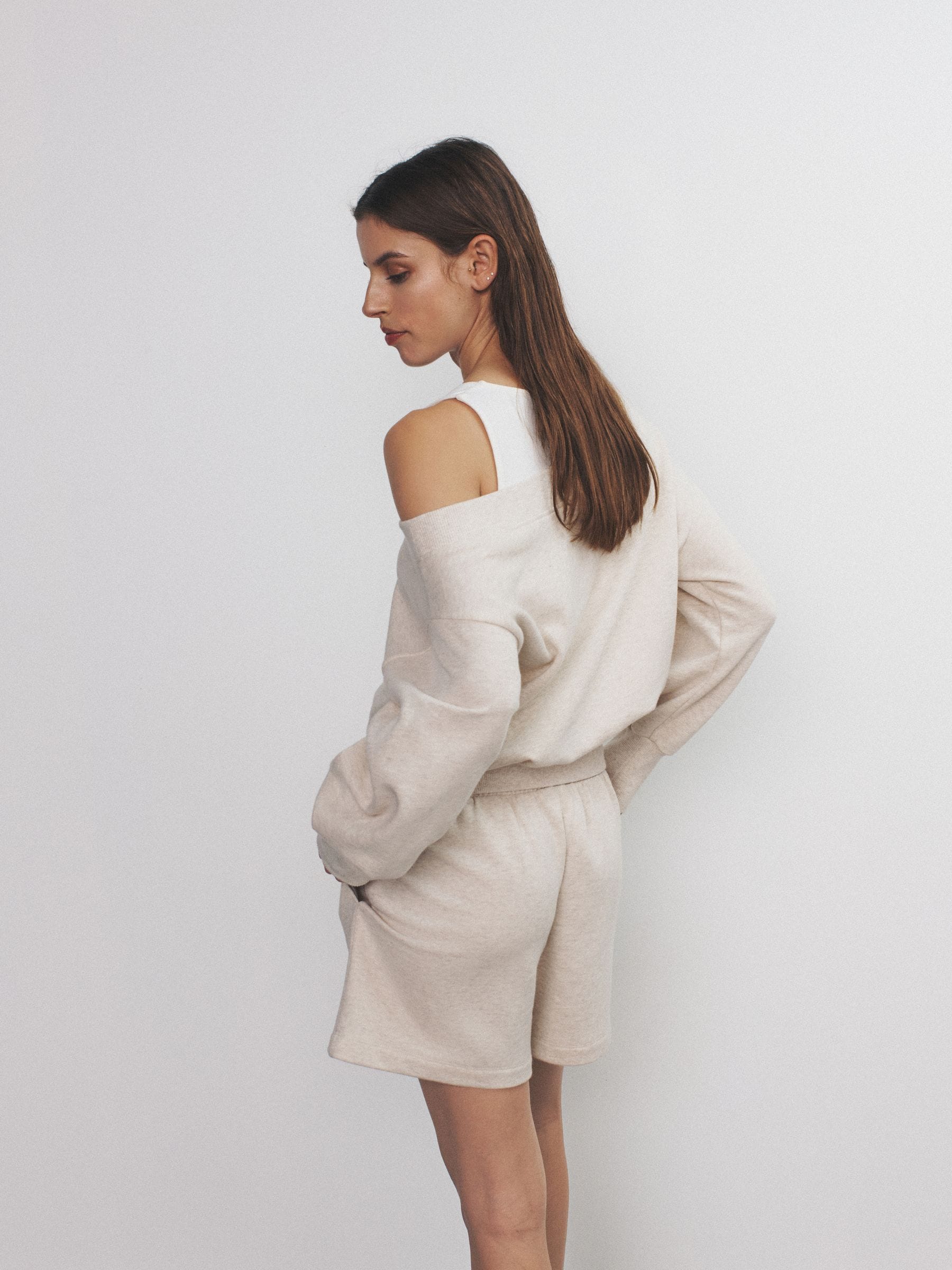 Buy The Set 2 Pack Off the Shoulder Long Sleeve Sweatshirt Pink
