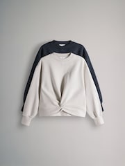 The Set 2 Pack Knot Front Sweatshirt Navy/Cream - Image 1 of 5