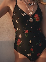 Rockett St George Black Rose Motif Swimsuit - Image 5 of 9
