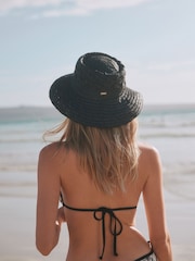 Rockett St George Black Raffia Effect Bucket Hat - Image 3 of 4