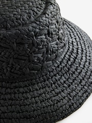 Rockett St George Black Raffia Effect Bucket Hat - Image 6 of 7