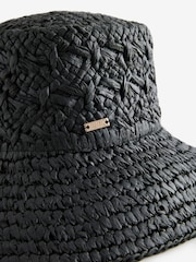 Rockett St George Black Raffia Effect Bucket Hat - Image 7 of 7