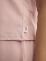Laura Ashley Pink Modal Lace Trim Ribbed Pyjamas Set - Image 5 of 10