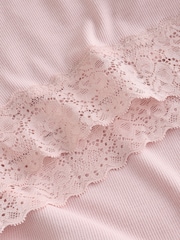 Laura Ashley Pink Modal Lace Trim Ribbed Pyjamas Set - Image 9 of 10