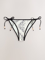 Rockett St George Black and White Tile Print Tie-Side Bikini Bottoms - Image 5 of 7
