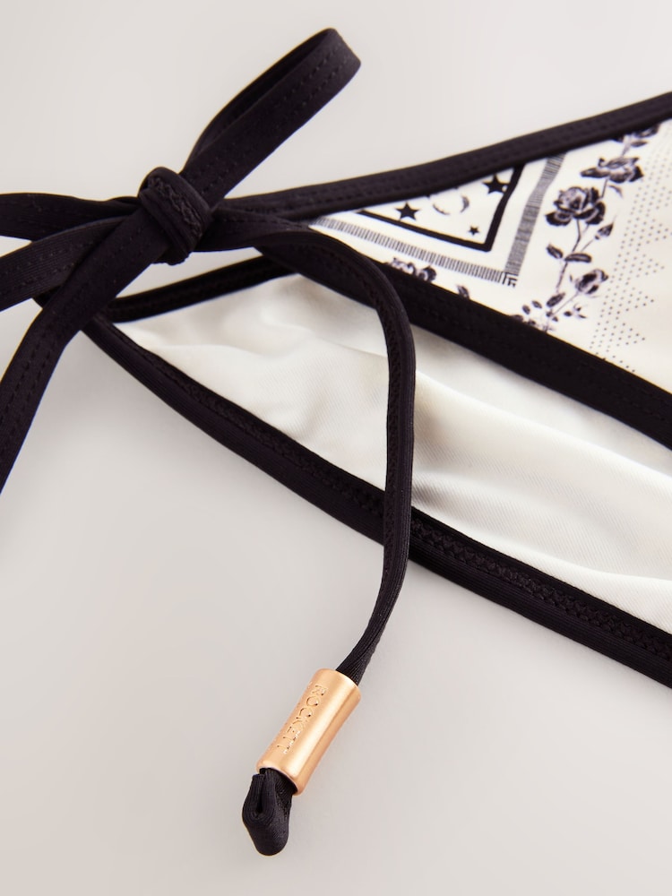 Rockett St George Black and White Tile Print Tie-Side Bikini Bottoms - Image 6 of 6