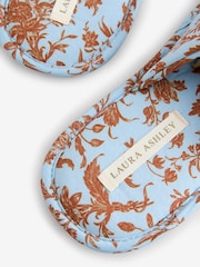 Laura Ashley Blue/Brown Lloyd Print Open Toe Slippers - Image 8 of 8