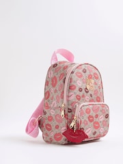River Island Brown Lips Monogram Backpack - Image 2 of 5