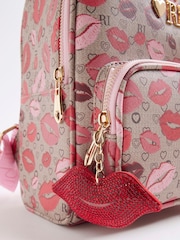 River Island Brown Lips Monogram Backpack - Image 4 of 5