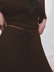 Chocolate Brown Knit Look Wide Leg Trousers - Image 5 of 8