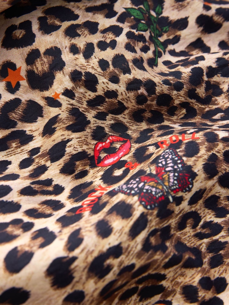 Rockett St George Animal Print Woven Frill Beach Dress - Image 2 of 3 Rockett St George Animal Print Woven Frill Beach Dress - Image 2 of 3