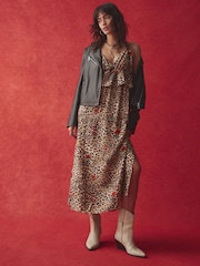 Rockett St George Animal Print Woven Frill Beach Dress - Image 4 of 13
