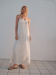 Rockett St George Ecru White Shell Embriodered Maxi Dress - Image 1 of 9