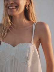 Rockett St George Ecru White Shell Embriodered Maxi Dress - Image 5 of 9