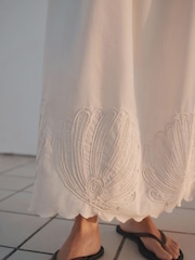 Rockett St George Ecru White Shell Embriodered Maxi Dress - Image 6 of 9