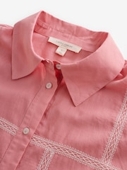 Laura Ashley Pink Pershore Postcards Embroidered Cotton Beach Shirt - Image 7 of 9