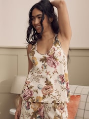 Laura Ashley Cream Uffington Print Cotton Pyjamas Vest Top - Image 1 of 5