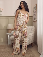 Laura Ashley Cream Uffington Print Cotton Pyjamas Vest Top - Image 3 of 5