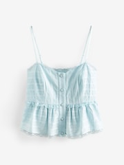 Laura Ashley Blue Cotton Dobby Strappy Beach Co-ord Top - Image 6 of 9
